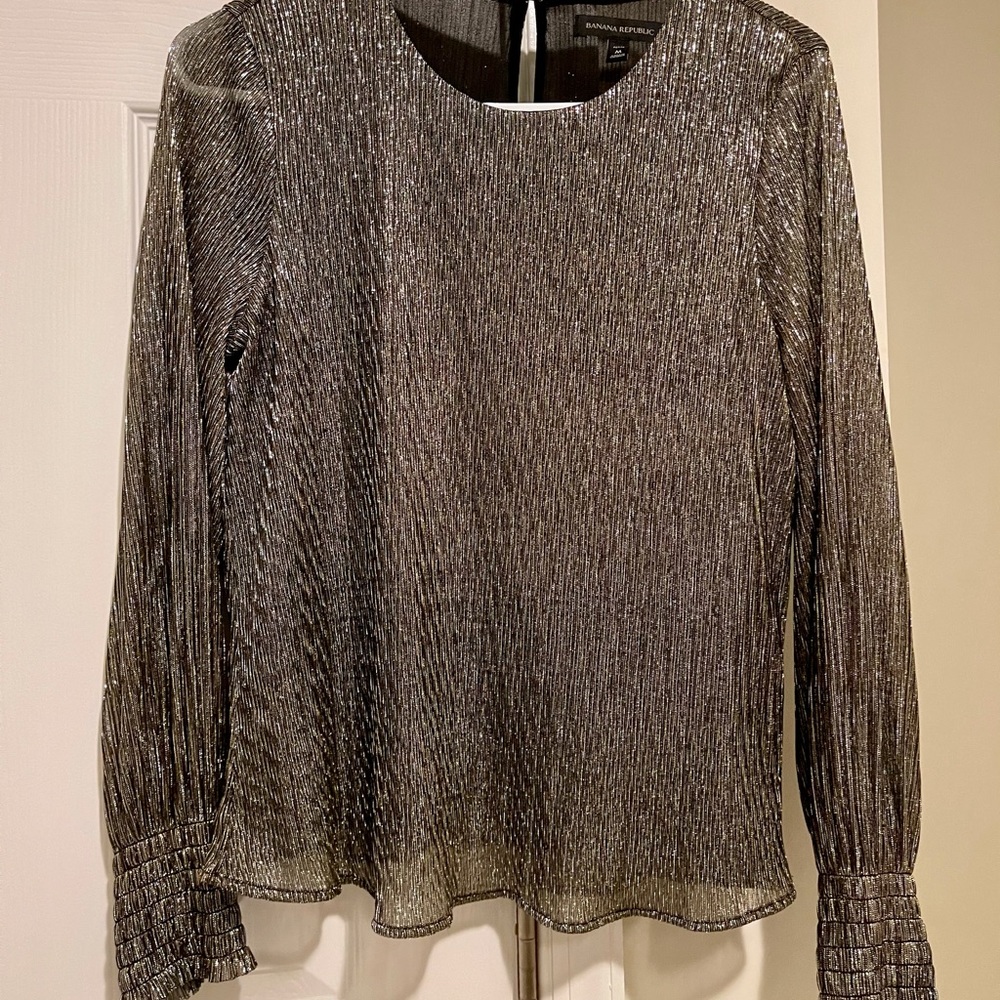 Banana Republic Black & Gold Shimmer Top